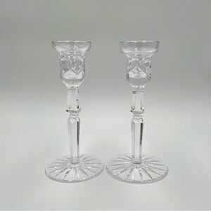 Set of 2 WATERFORD CRYSTAL Clear Candlestick Candleholder Candle Holder
